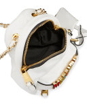 Mini Leather Backpack-Shaped Crossbody Bag, White/Multi