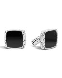Batu Classic Chain Black Jade & Silver Cuff Links