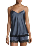 Lace-Trimmed Silk Lounge Tank