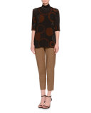 Bridgitte Check Cropped Pants, Cognac