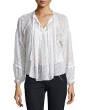 Lace-Trim Fil Coupe Top, Chalk