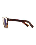 Leonard II Two-Tone Sunglasses, Cream/Havana/Violet