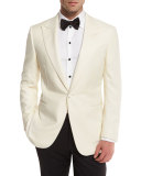 Satin-Lapel One-Button Dinner Jacket, White