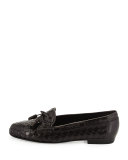 Nicole Woven Leather Loafer, Black