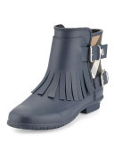 Fritton Check Fringe Rain Boot, Navy