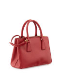 Saffiano Double-Zip Mini Crossbody, Red (Fuoco)