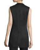 Shimmery Satin-Tie Tuxedo Vest, Black
