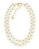 pearly two-strand necklace, cream