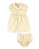 Cap-Sleeve Pima Polo Dress, Size 9-24 Months