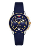 Cape Two-Tone Chronograph Watch w/Silicone Strap, Navy