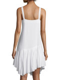 Sleeveless Pleated Silk Shift Dress, Ivory