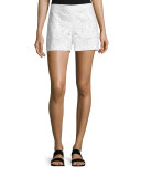 Micro E Embroidered Linen/Cotton Shorts