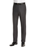 Parker Flat-Front Sharkskin Trousers, Navy