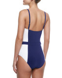 Lipsi Two-Tone One-Piece Swimsuit, Navy/Ivory