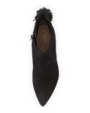 Maryl Suede Pompom Bootie, Black