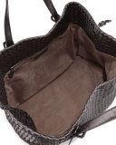A-Shape Large Woven Tote Bag, Pewter