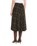 Maya Plaid A-Line Skirt, Loden/Purple/Multi