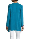 Sable Long-Sleeve Embroidered Tunic, True Blue 