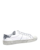 SL/37 Distressed Low-Top Sneaker, White/Silver