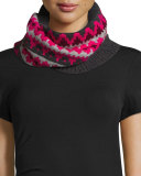 Geometric Fair Isle Cashmere Snood, Pink/Gray