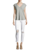 Le Skinny de Jeanne Crop Released-Hem Jeans, Lilac Blanc