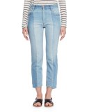 Clancy Cropped Denim Jeans, Light Blue