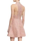 Hollie Sequined Fit-and-Flare Racerback Dress, Pink