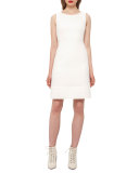 Wool Crepe Double-Hem Dress, Moonstone Ivory