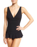 Origami V-Neck Swimdress, Rose