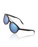 Men's Rainey Round Top-Bar Sunglasses, Black/Blue