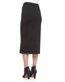 Midi Pencil Skirt W/Double-Slit, Black