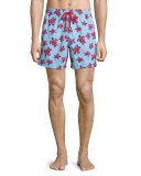 Moorea Swim Trunks W/ Flocked Turtles, Light Blue