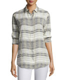 Sabira Long-Sleeve Serene Plaid Blouse, Multi Pattern