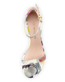 Simple Printed Jacquard Chunky-Heel Sandal, Canary
