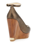Pacific 120mm Peep-Toe Wedge Pump, Light Honey