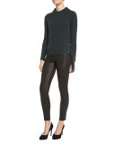 Le Skinny Leather Pants, Washed Black