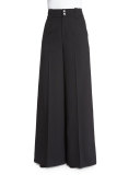 High-Waist Wide-Leg Trousers, Black