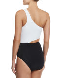 Kim Zipper-Detail Colorblock One-Piece Swimsuit