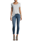 The Stiletto Skinny Jeans w/Flocked Dots, Navy