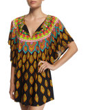 Moroccan Medallion-Print Tunic Coverup