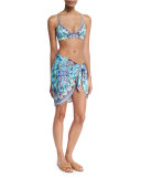 Printed Short Sarong Coverup, Divinity Dance