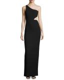 Leonella One-Shoulder Gown, Black
