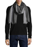 Windowpane Cashmere-Blend Scarf, Gray