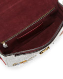 J Marc Embroidered Python Shoulder Bag, White