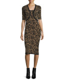 Scoop-Neck Floral Tank Dress, Black