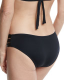 Emelia Solid Triple-Strap Swim Bottom, Black