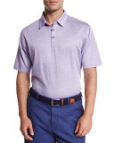 Linen-Blend Short-Sleeve Polo Shirt, Light Purple