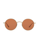 After Midnight Round Sunglasses, Gold/Persimmon