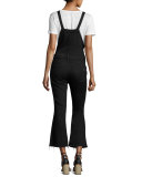 Cropped Kick-Flare Overalls, Coal