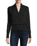 Cashmere Faux-Wrap Sweater, Plus Size